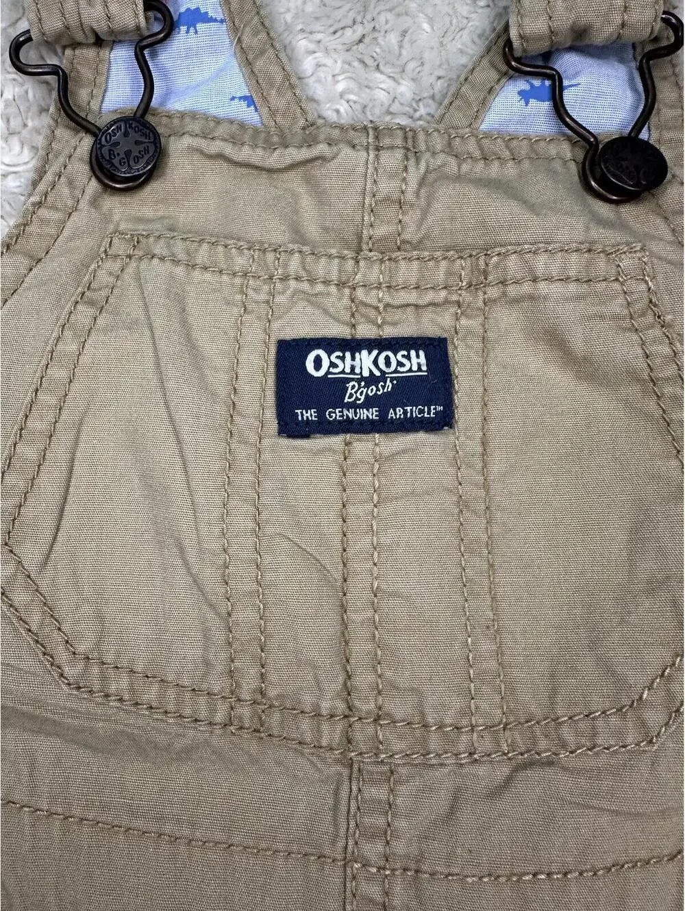 OshKosh B'gosh utility carpenter cotton overalls Size 24M khaki classic unisex